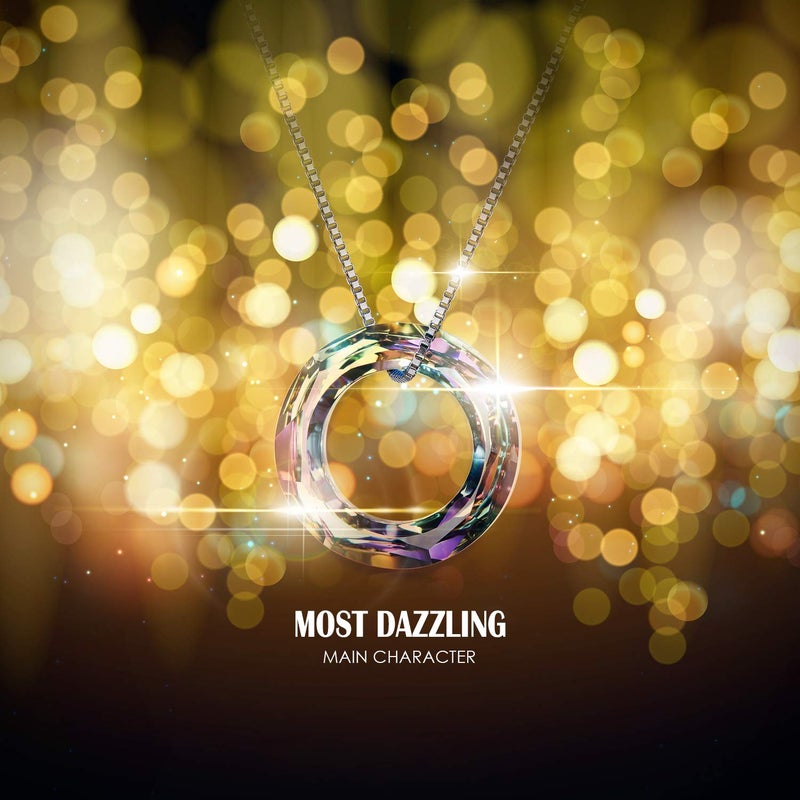 AOBOCO Circle Crystal Necklace 925 Sterling Silver Purple Crystal Pendant Necklace for Women with Austrian Crystal Jewelry for Women Christmas Birthday Holiday Gifts (Dia 0.78'' Circle Purple) - Image 4
